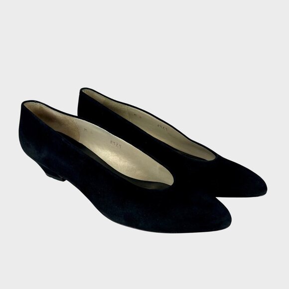 Evan Picone Womens Black Suede Kitten Heel Pumps Made in Spain size 8M - Picture 1 of 15